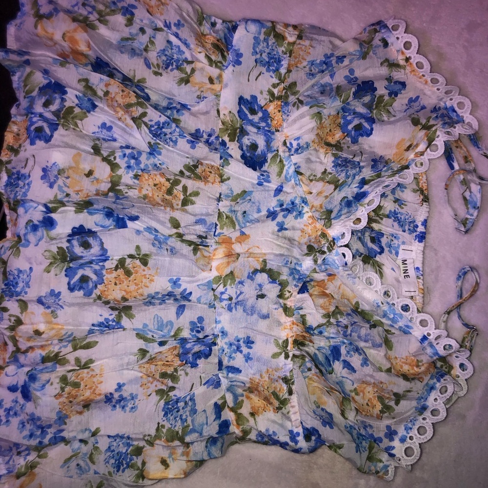 Mine Floral Blouse with Blue and Yellow Accents
